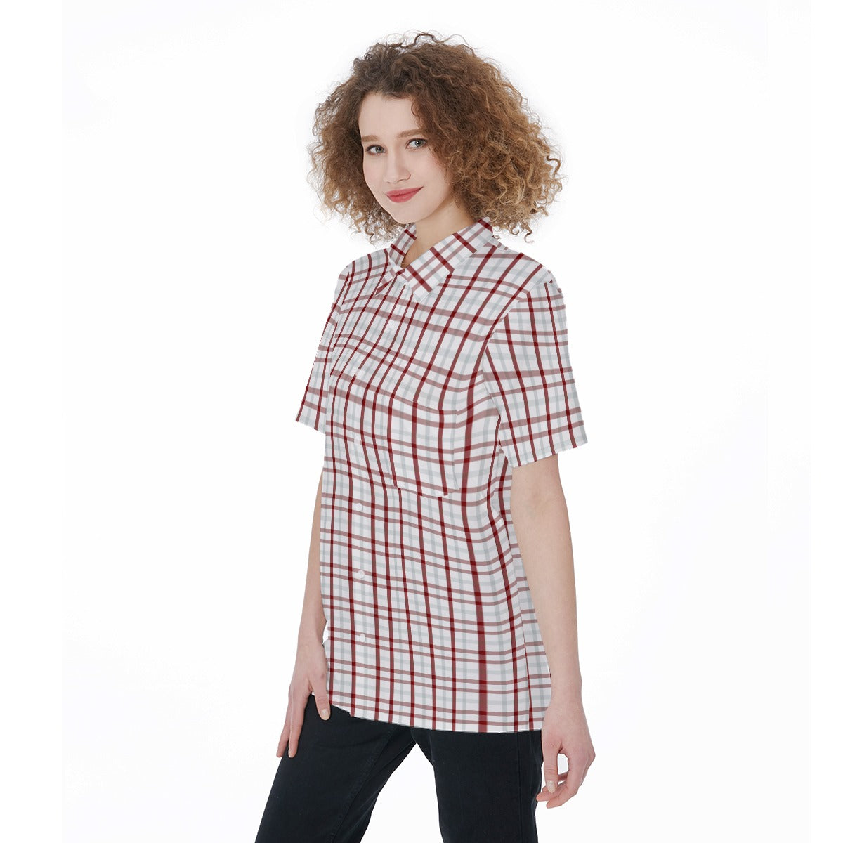 Indiana Tartan Plaid Bloomington  Hoosiers Women's Short Sleeve Shirt With Pocket