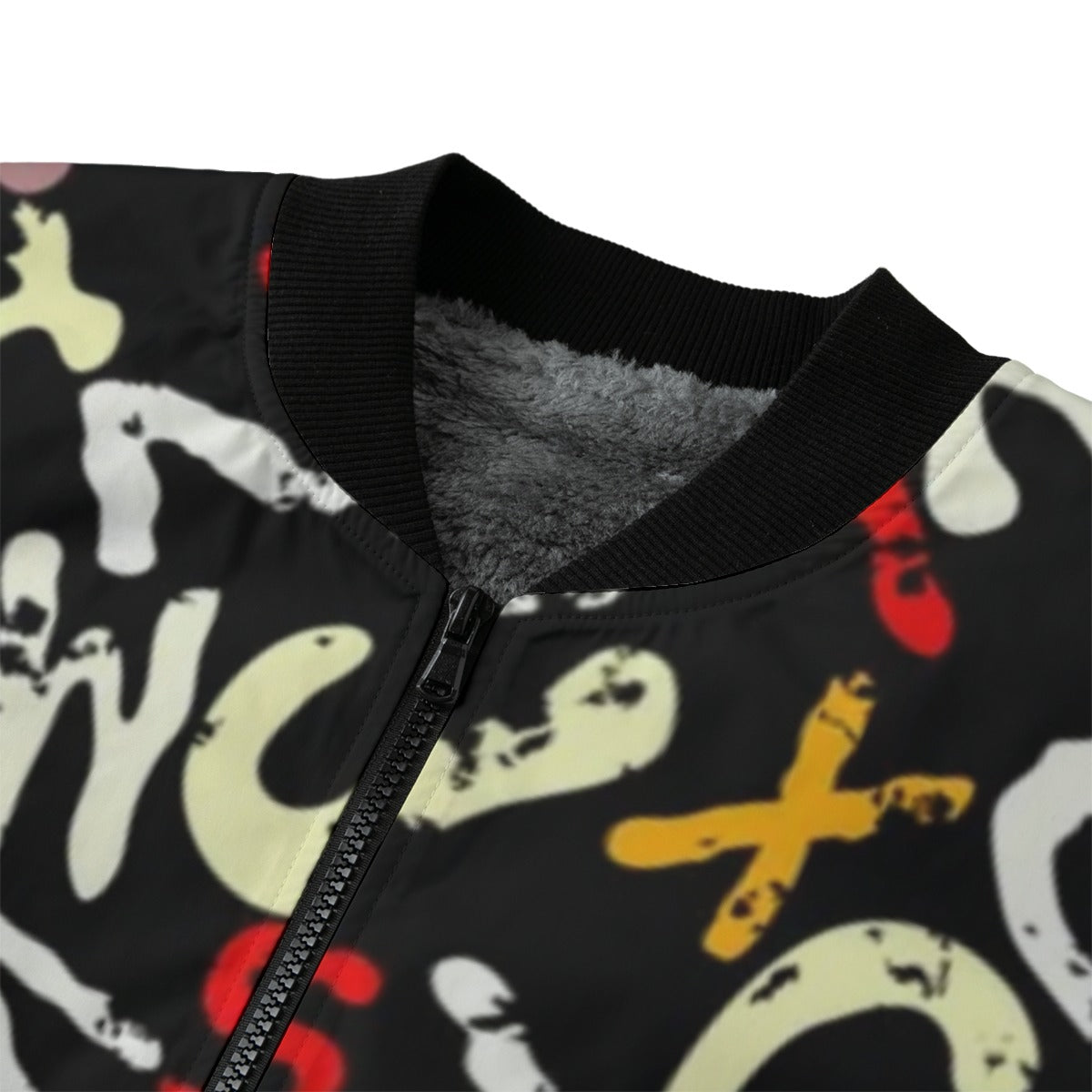 Graffiti Explosion Grunge Colored Letters Fleece Bomber Jacket – Bold Urban Streetwear