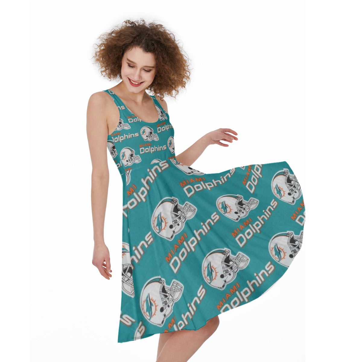 Miami Football Game Day All-Over Print Women's Sleeveless Dress