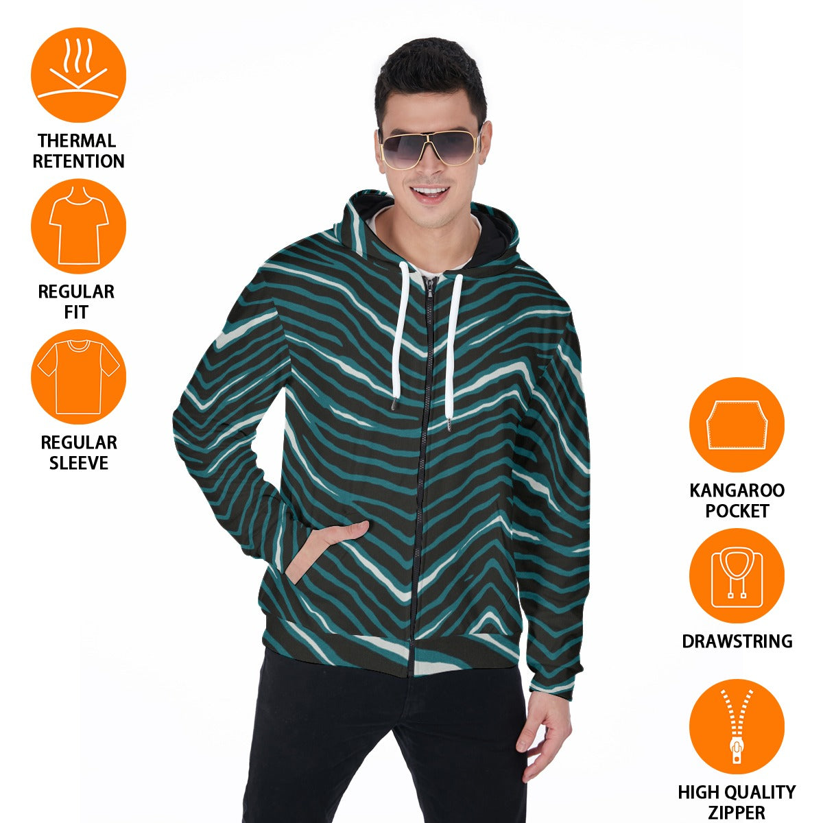 Philadelphia Football Game Day All-Over Print Men's Heavy Fleece Zip Up Hoodie