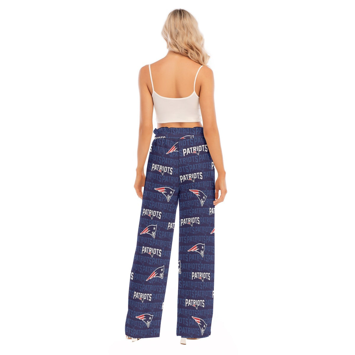 New England Football Game Day All-Over Print Women's Waist Fungus Edge Wide-leg Pants