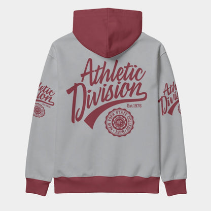 Athletic Division Hoodie – Gray and Maroon New York State College Style