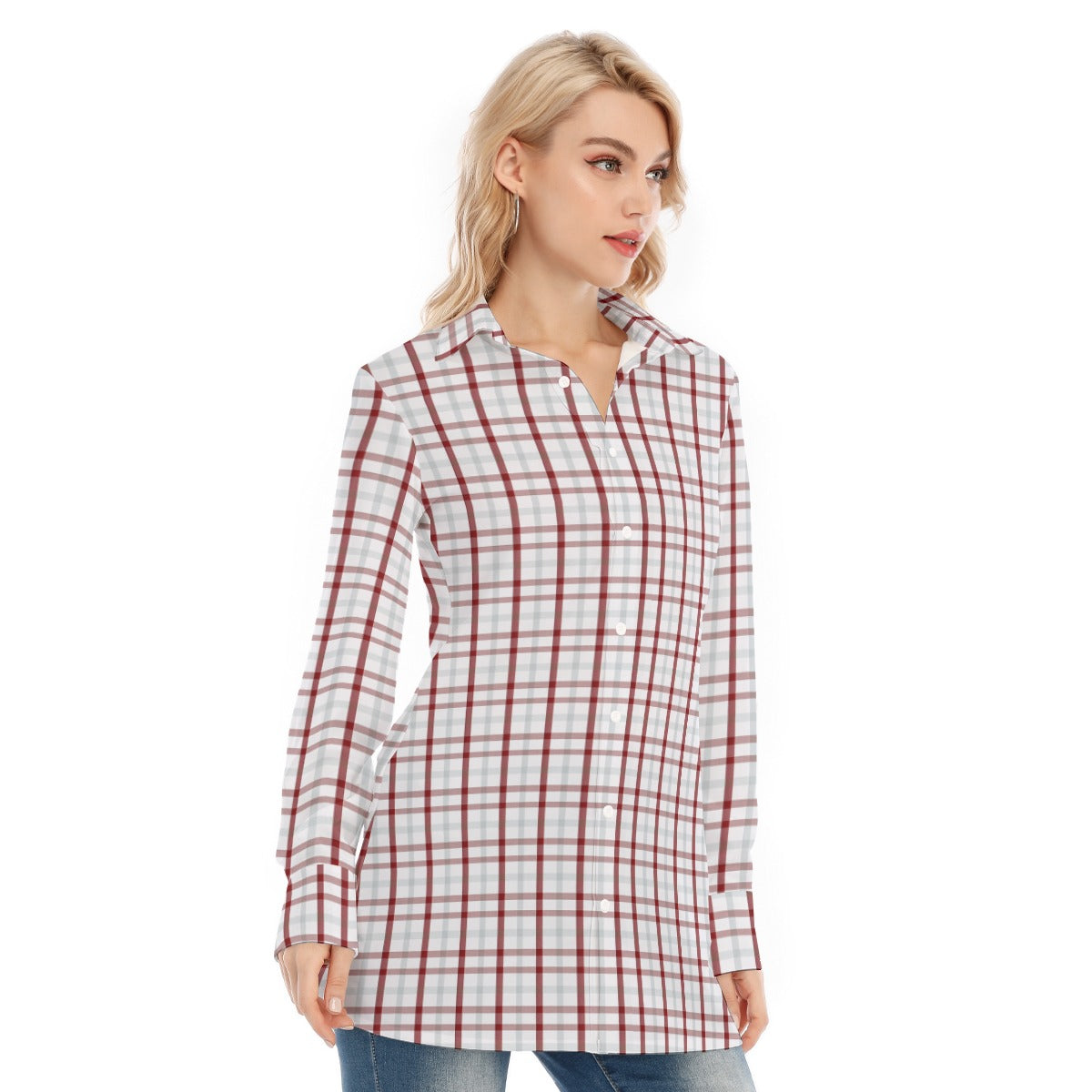 Indiana Tartan Plaid Bloomington  Hoosiers Women's Long Shirt |115GSM Cotton poplin