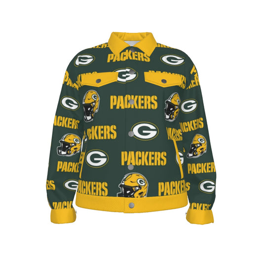 Green Bay Football Game Day All-Over Print Unisex Lapel Jacket | 245GSM Cotton
