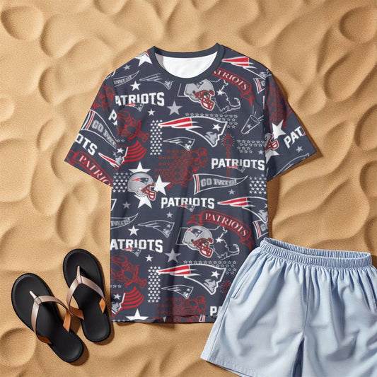 New England Football Game Day All-Over Print Men's O-Neck T-Shirt | 190GSM Cotton