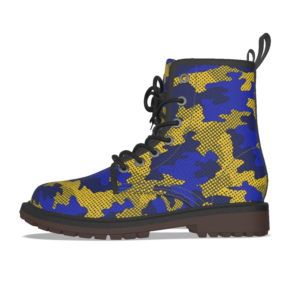 Urban Legend West Virginia Blue and Gold Camo Martin Short Boots – Mountaineers-Inspired Streetwear