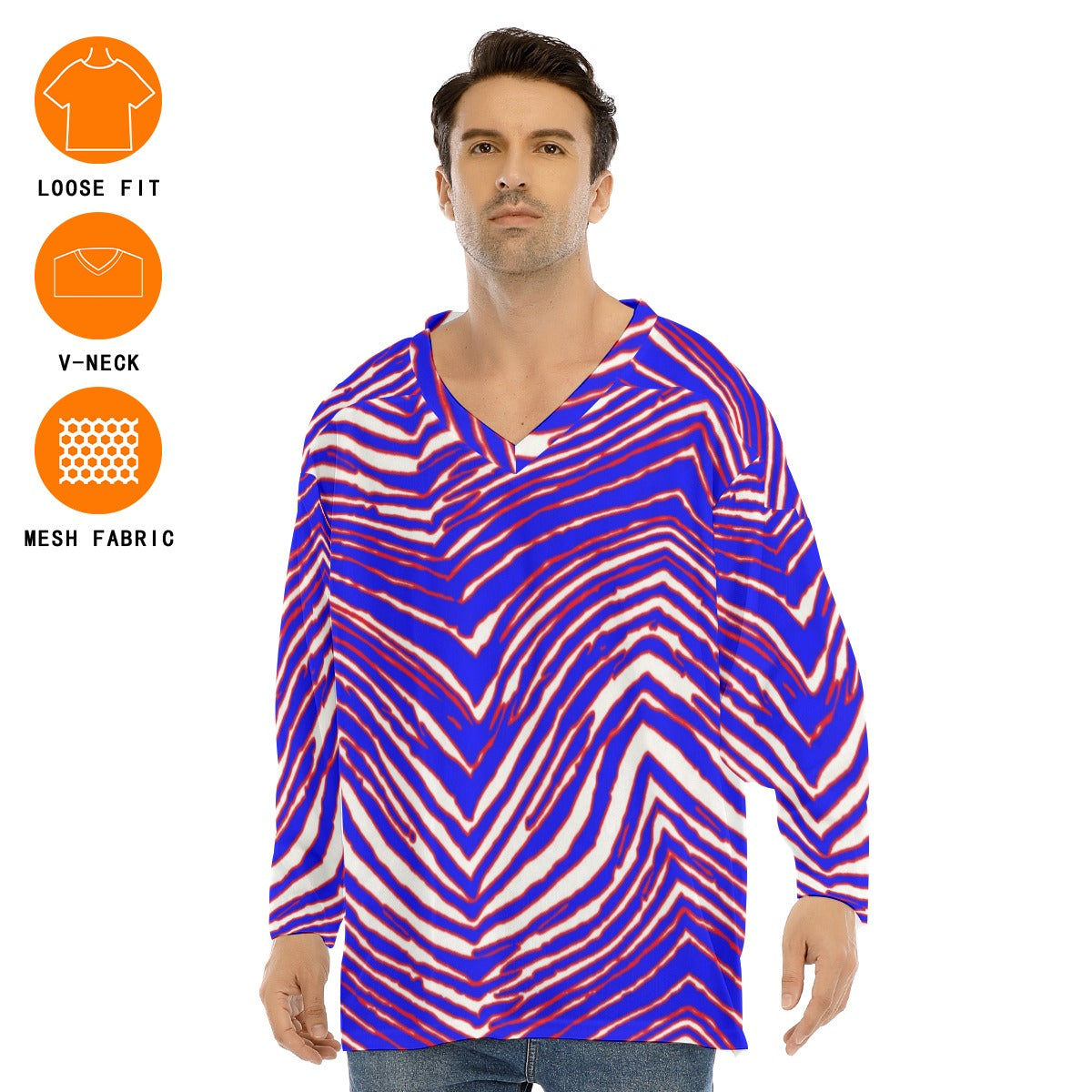 Buffalo Bills Zubaz Men's V-neck Ice Hockey Jersey