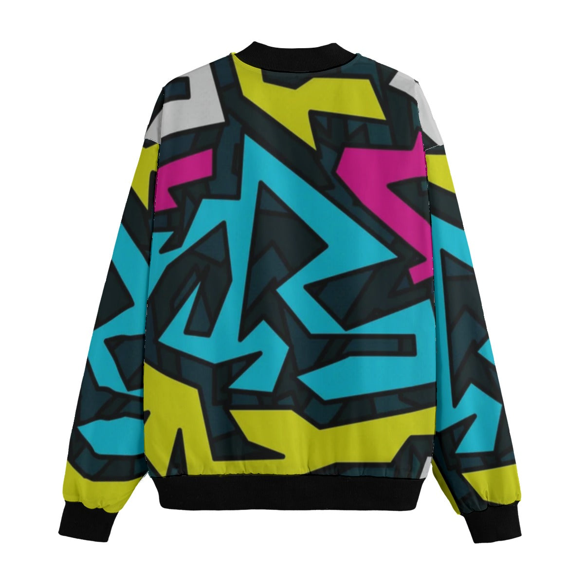 Beautiful Abstract Graffiti Seamless Fleece Bomber Jacket – Artistic Urban Streetwear