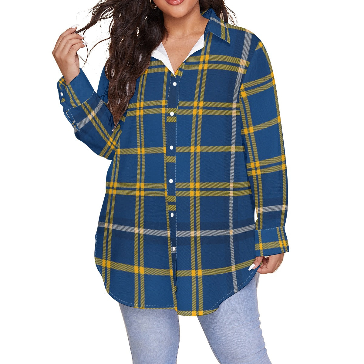 California Los Angeles UCLA Bruins Tartan Plaid Women's Shirt With Long Sleeve(Plus Size)