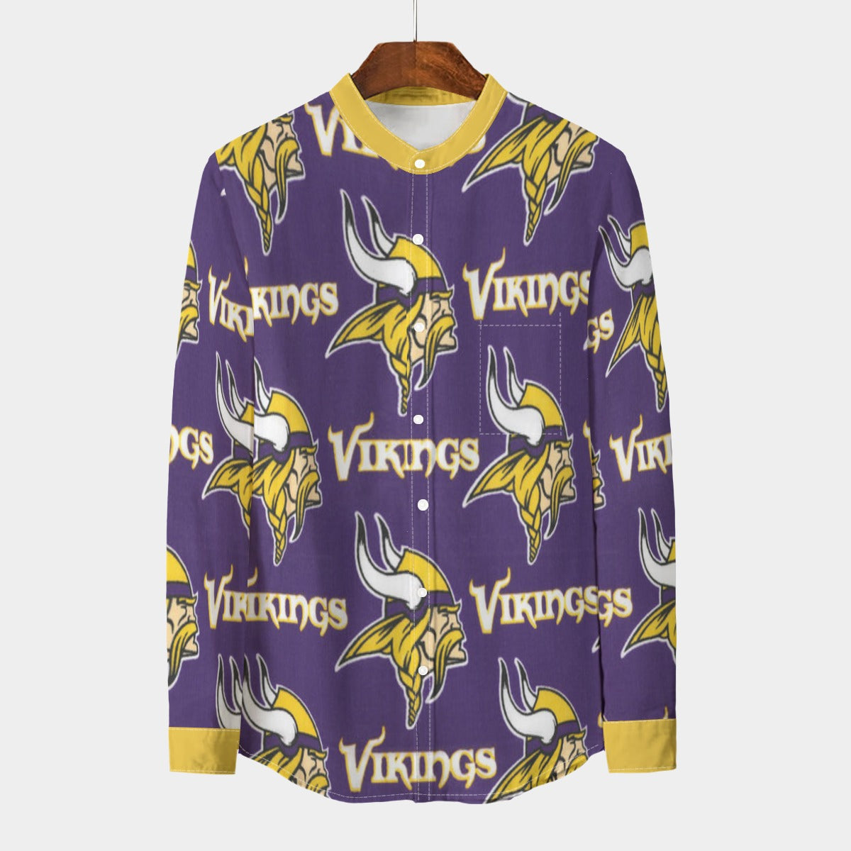 Urban Legend Minnesota Vikings Stand Collar Shirt With Long Sleeve | 110GSM Imitation Flax