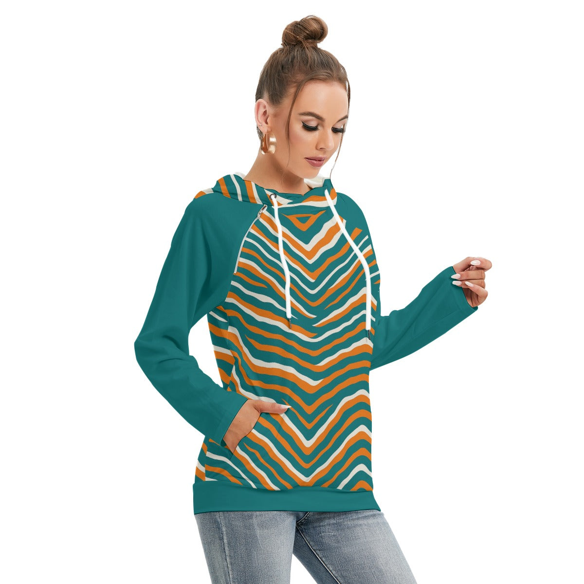 Miami Football Game Day All-Over Print Women's Hoodie With Double Hood