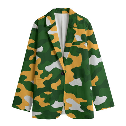 Green Bay Football Game Day All-Over Print Women's Leisure Blazer | 245GSM Cotton
