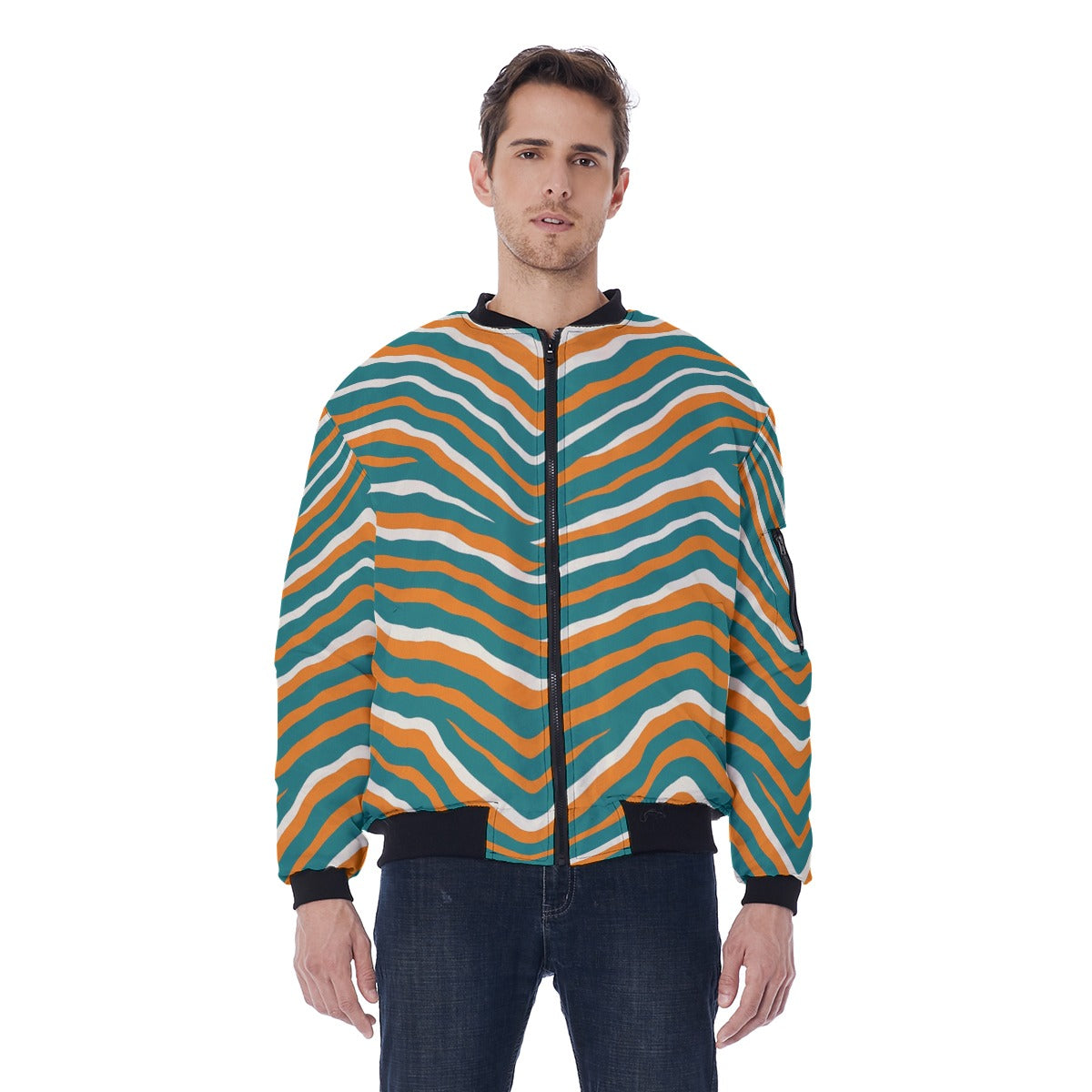Miami Football Game Day All-Over Print Men's Bomber Jacket With Sleeve Pocket