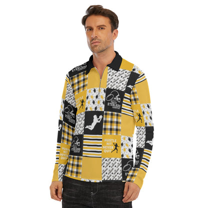 All-Over Print Men's Lapel T-shirt With Neckline Zipper Closure