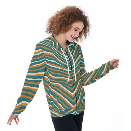 Miami Football Game Day All-Over Print Women's Zip Up Hoodie