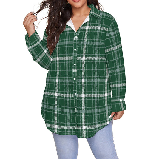 Michigan State Tartan Plaid Spartans Women's Shirt With Long Sleeve(Plus Size)