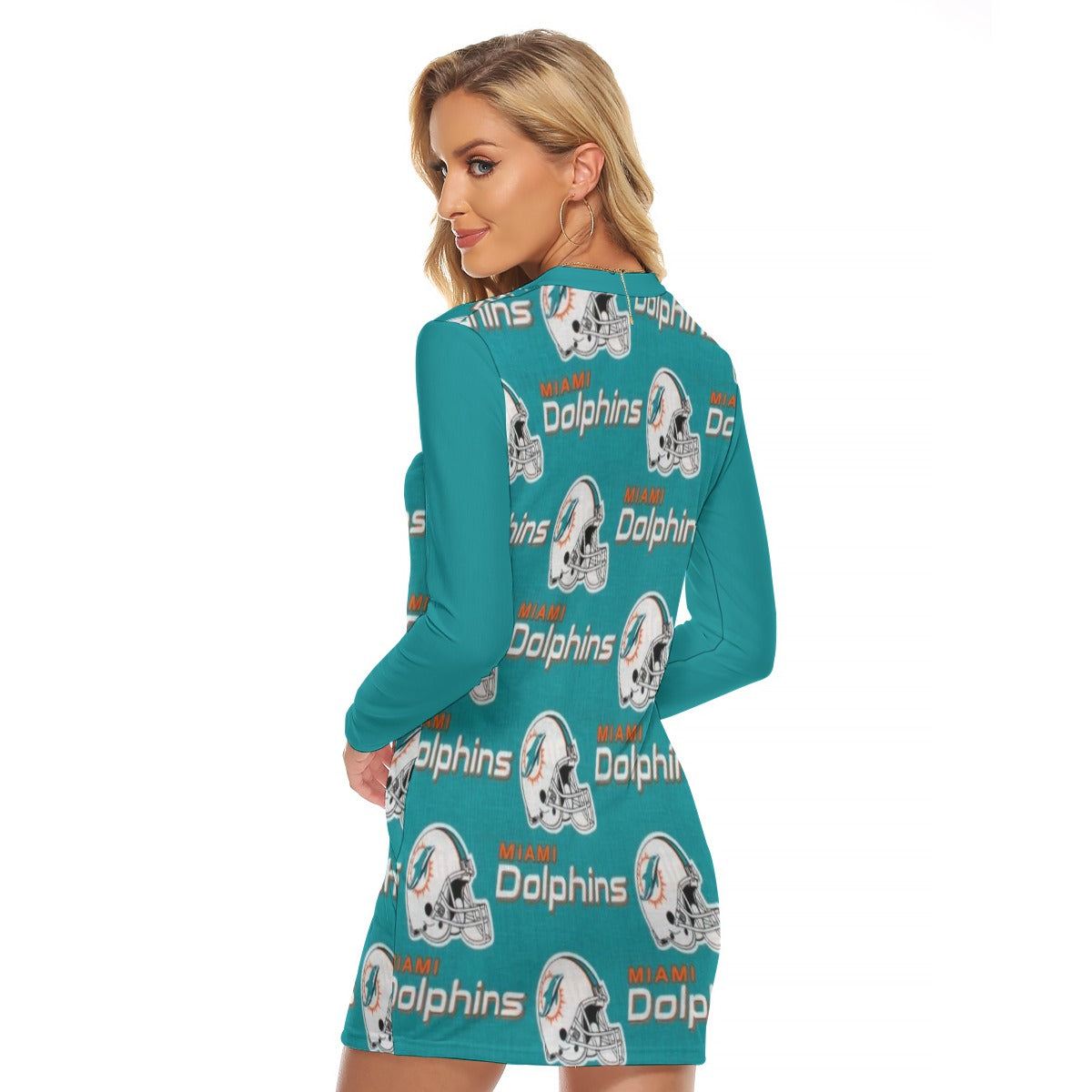 Miami Football Game Day All-Over Print Women's Zip Front Tight Dress