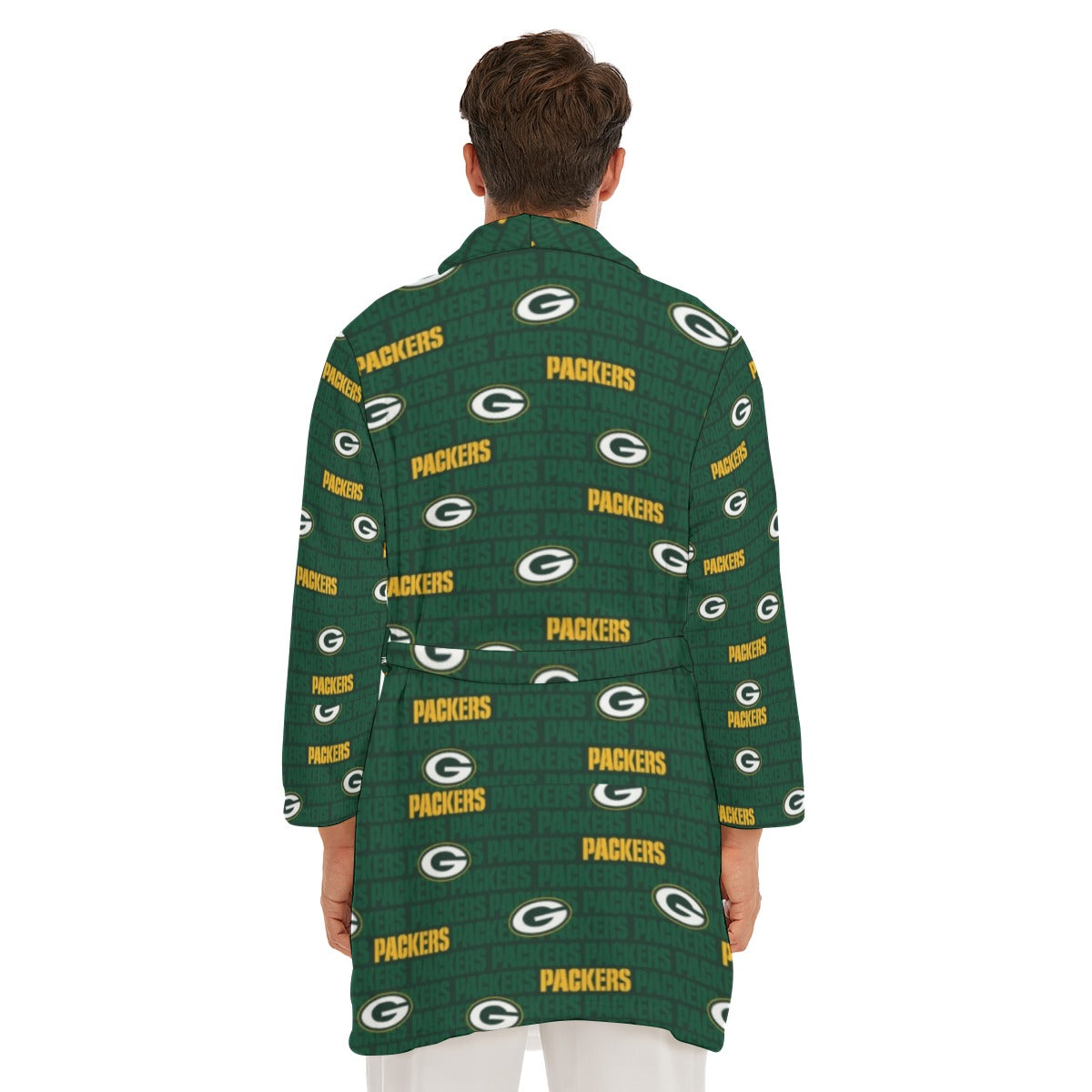 Green Bay Football Game Day All-Over Print Men's Borg Fleece Robe