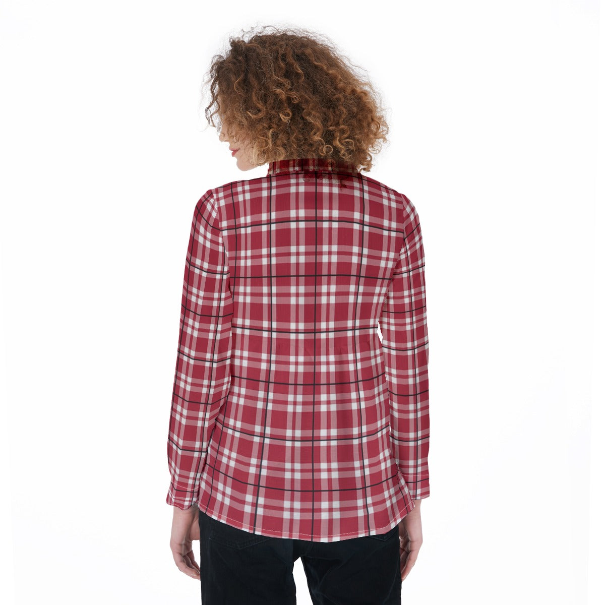 Arkansas - Razorbacks tartan Plaid  Women's Elastic-Back Shirt