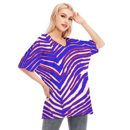 Buffalo Bills Zubaz Women's Bat Sleeves Blouse | 190GSM Cotton
