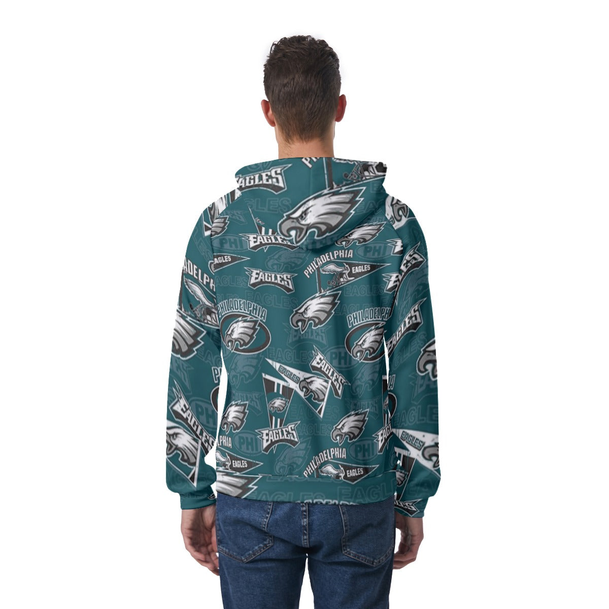 Philadelphia Football Game Day All-Over Print Men's Raglan Pullover Hoodie