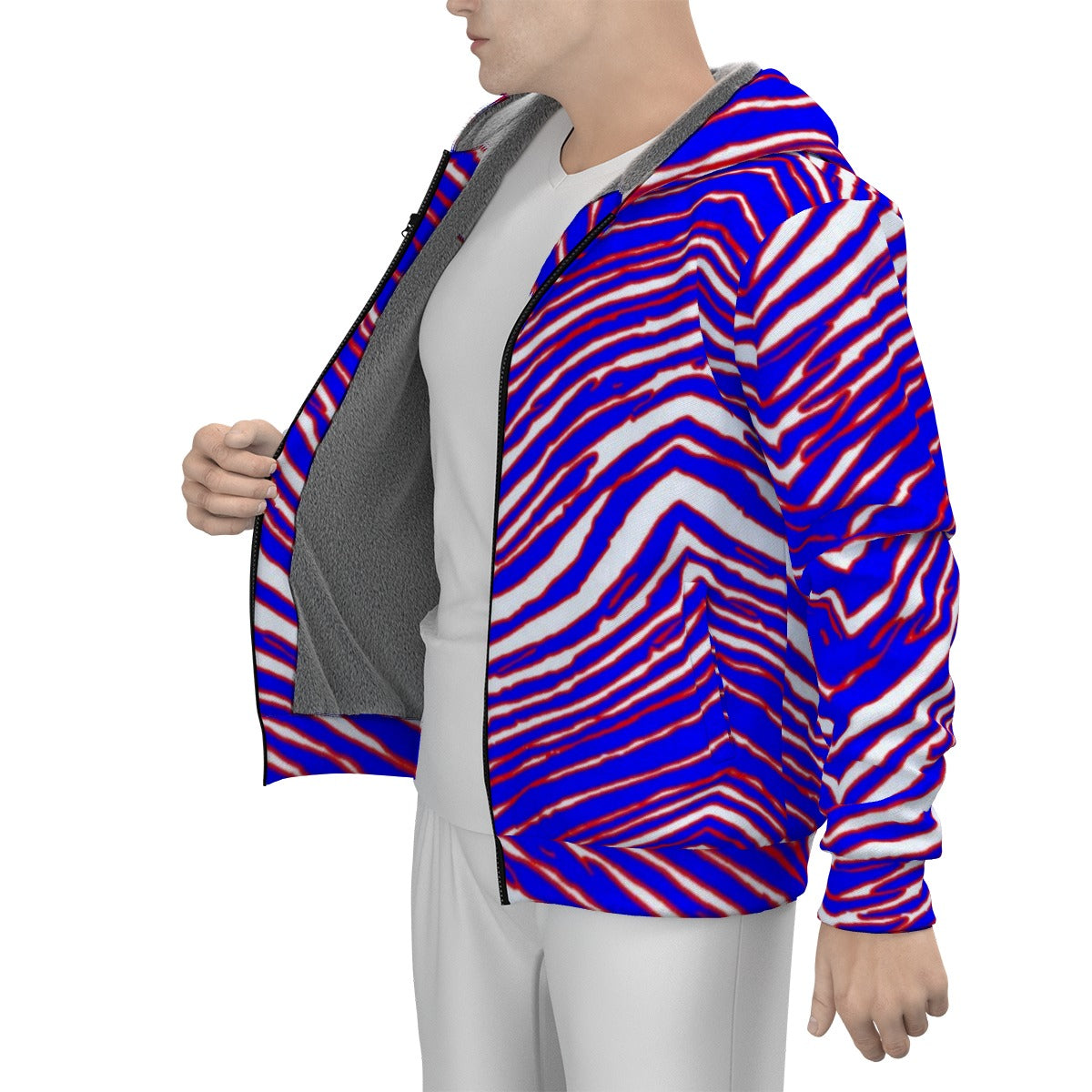 Buffalo Bills Zubaz Men's Sherpa Fleece Zip Up Hoodie