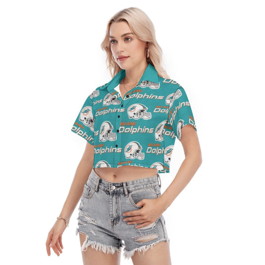 Miami Football Game Day All-Over Print Women's Cropped Shirt
