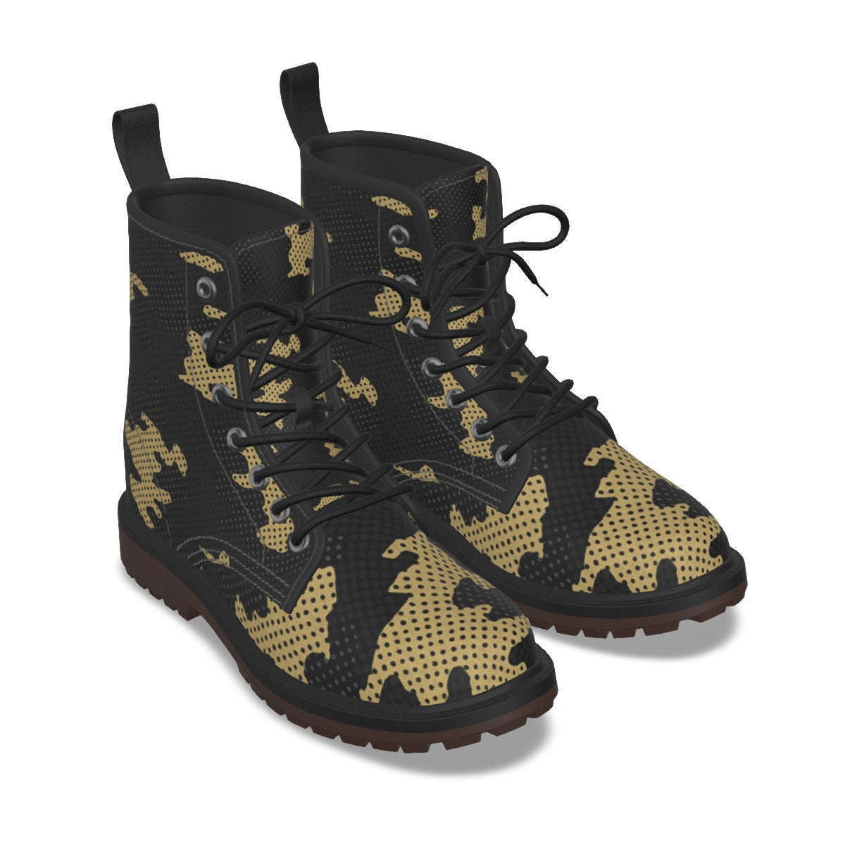 Urban Legend Colorado Boulder Gold and Black Camo Martin Short Boots – Bold Buffaloes-Inspired Stree