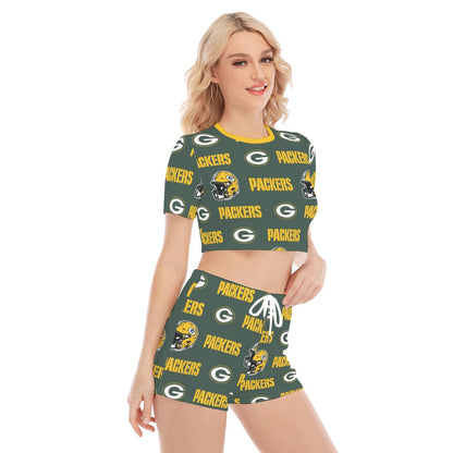 Green Bay Football Game Day All-Over Print Women's O-neck T-shirt Shorts Suit