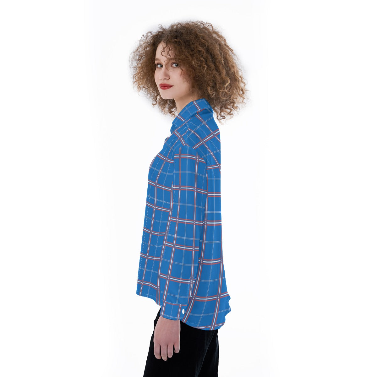 Kansas Tartan Plaid Jayhawks  Women's Satin Shirt