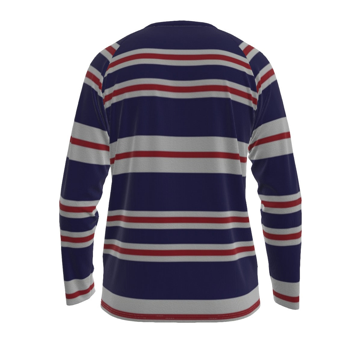 Navy Blue Red and White Striped Long Sleeve Shirt – Nautical Retro Style