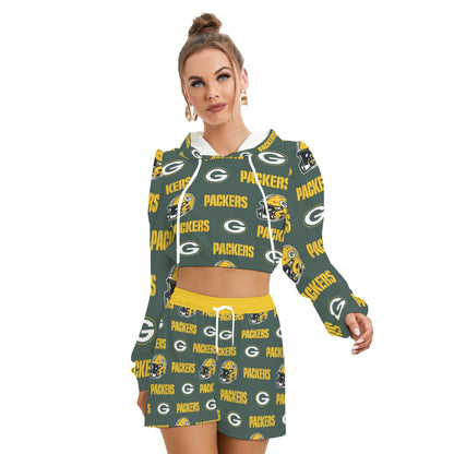 Green Bay Football Game Day All-Over Print Women's Mirco Fleece Hoodie And Shorts Set