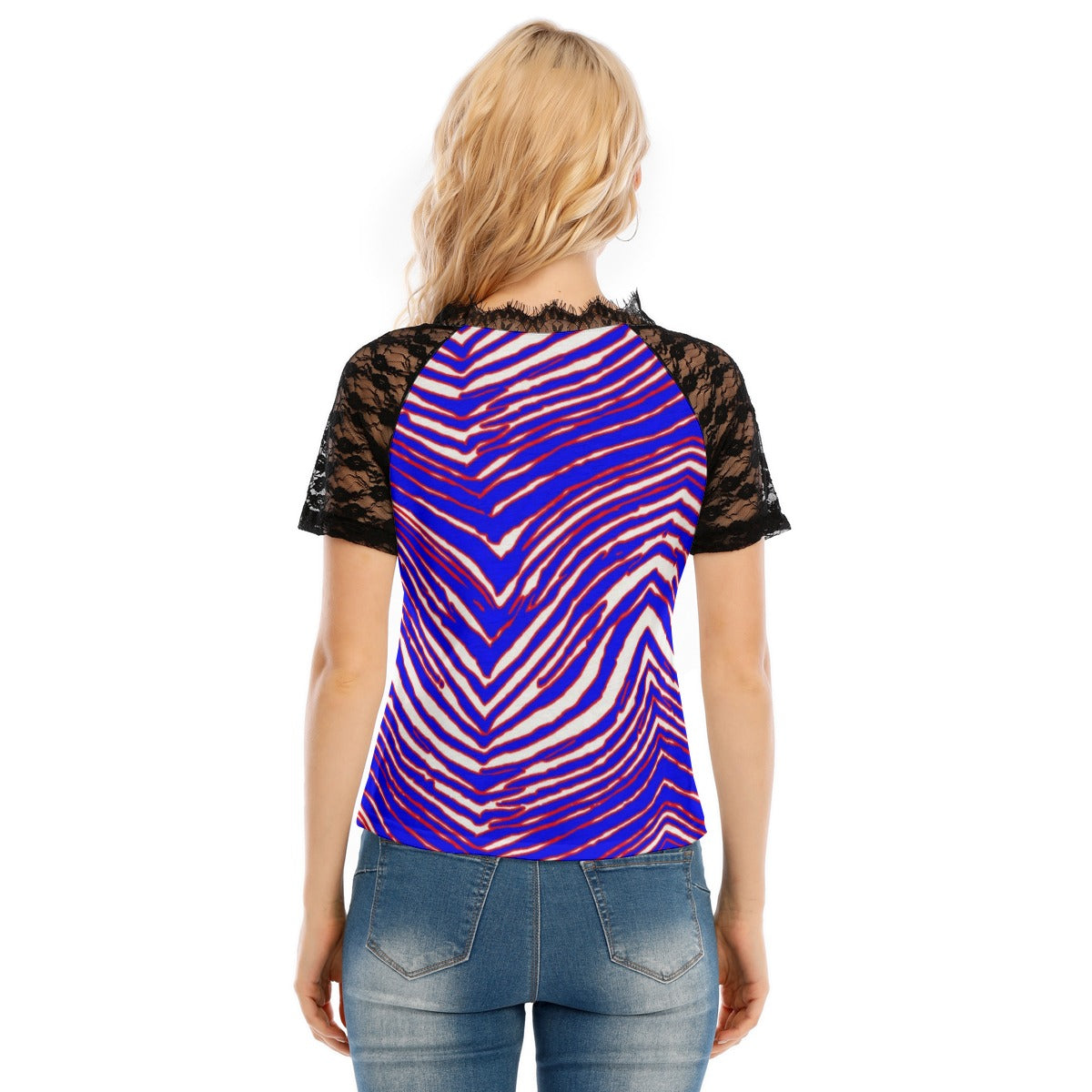 Buffalo Bills Zubaz Women's V-neck T-shirt With Lace