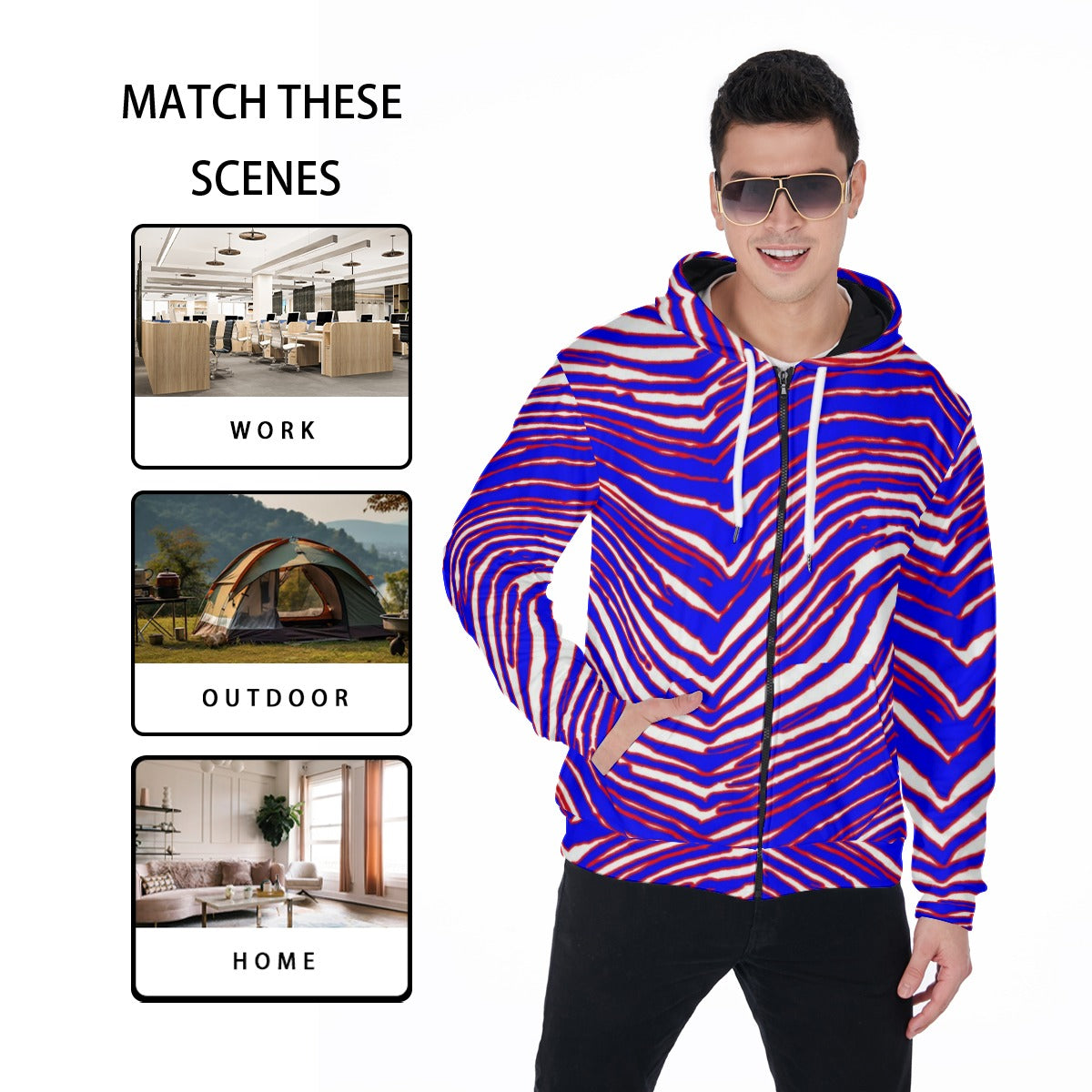 Buffalo Bills Zubaz Zip Up Hoodie With Pocket