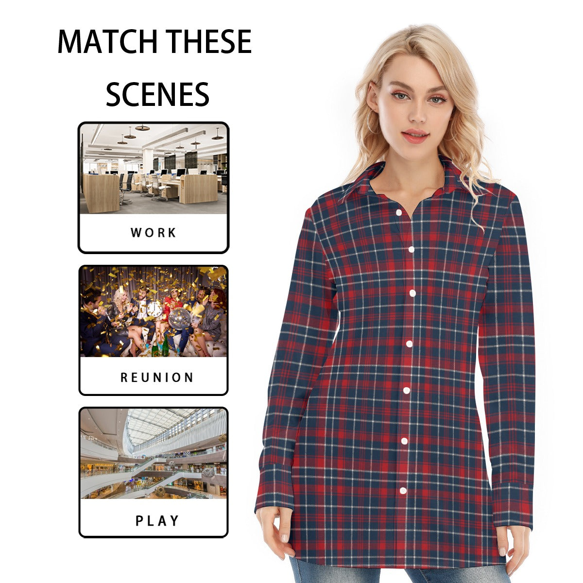Arizona - Wildcats tartan plaid Women's Long Shirt