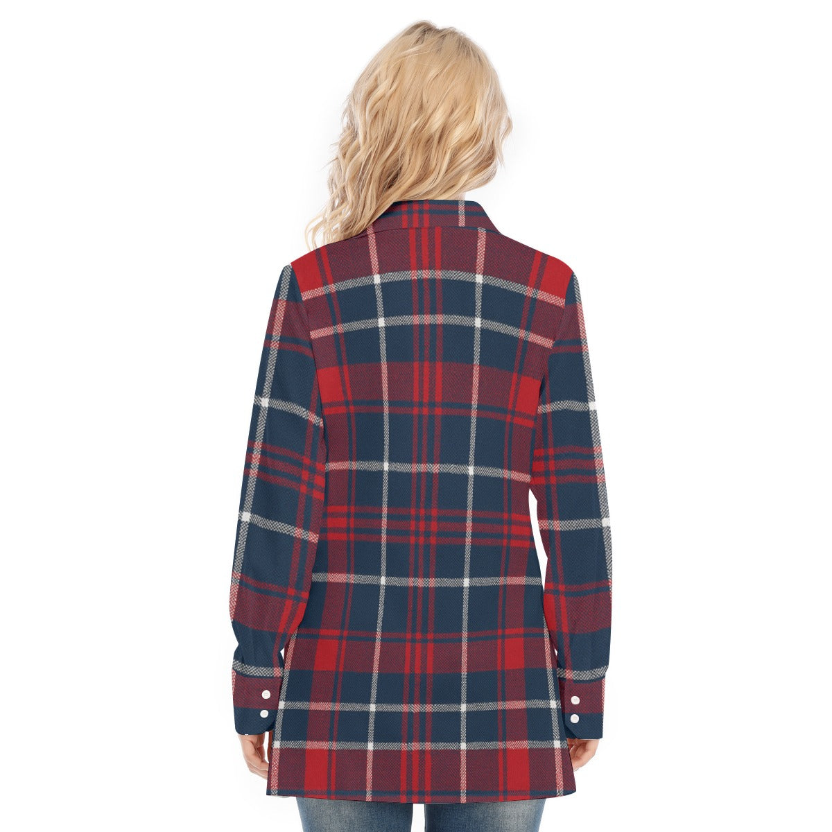 Arizona - Wildcats tartan plaid  Women's Long Shirt |115GSM Cotton poplin