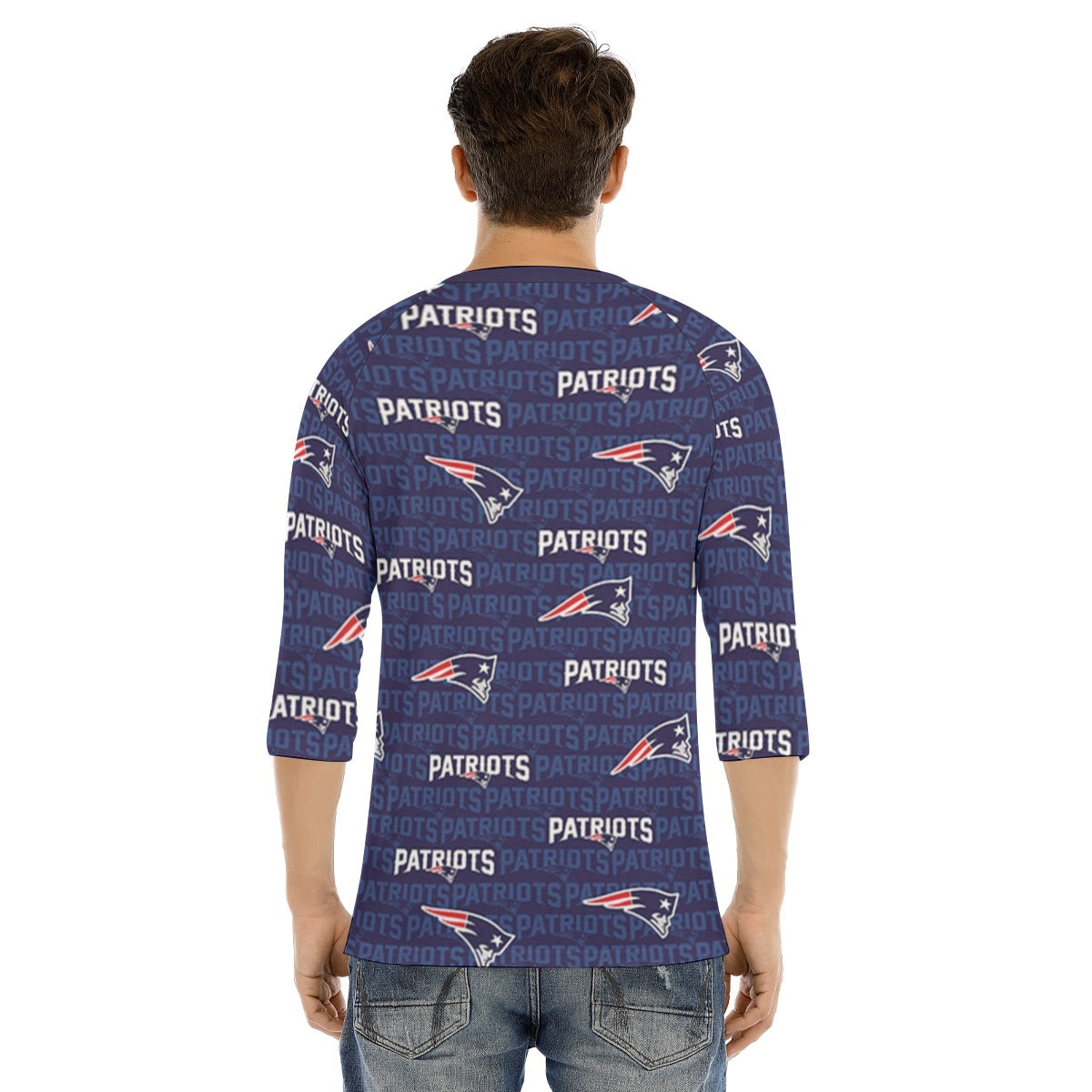 New England Football Game Day All-Over Print Men's Bracelet Sleeve T-shirt With Button Closure