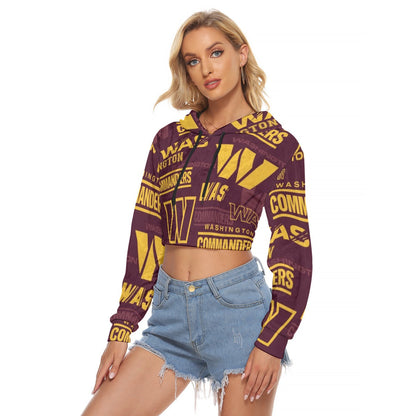 Washington Commanders Women's Crop Top Hoodie|Velvet