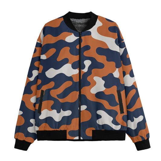 Denver Broncos Camo Fleece Bomber Jacket – Orange and Navy Camouflage NFL Streetwear