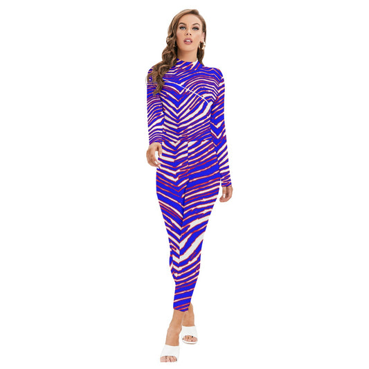 Buffalo Bills Zubaz Women's Long-sleeved High-neck Jumpsuit With Zipper
