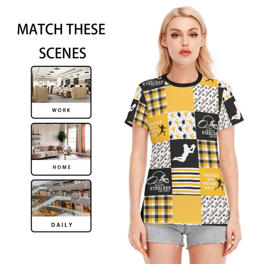 All-Over Print Women's Round Neck T-Shirt | 190GSM Cotton
