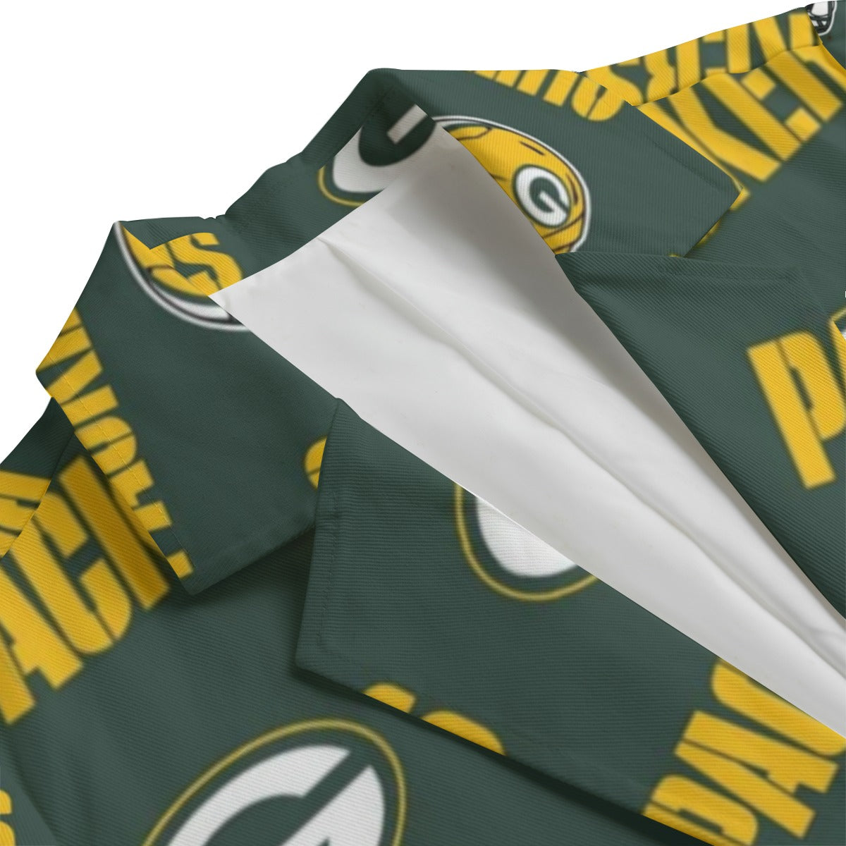 Green Bay Football Game Day All-Over Print Women's Leisure Blazer