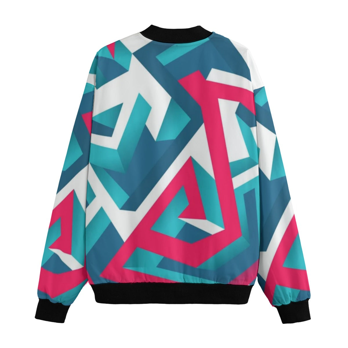 Urban Legend 90s Street Icons – Geometric Seamless Pattern Fleece Bomber Jacket