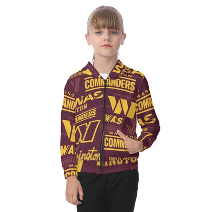 Washington Commanders Kid's Zip-up Hoodie With Patch Pocket
