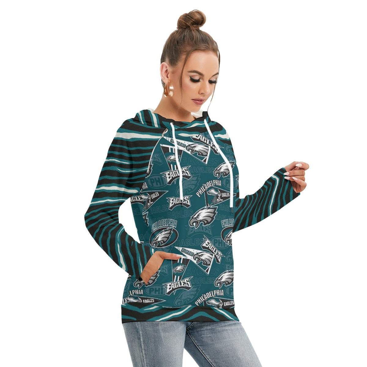 Philadelphia Football Game Day All-Over Print Women's Hoodie With Double Hood