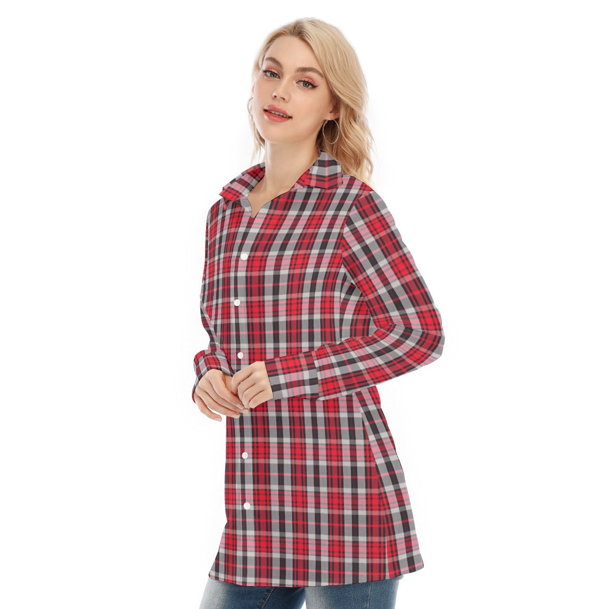 New Mexico Tartan Plaid Lobos Women's Long Shirt