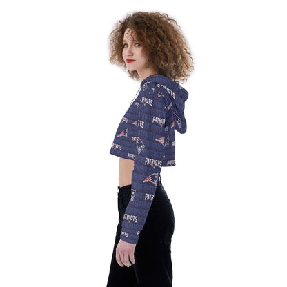 New England Football Game Day All-Over Print Women's Crop Top Hoodie