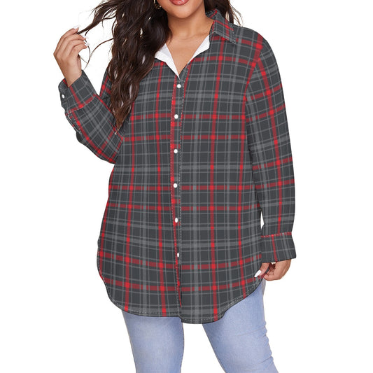 New Mexico Tartan Plaid Lobos Women's Shirt With Long Sleeve(Plus Size)