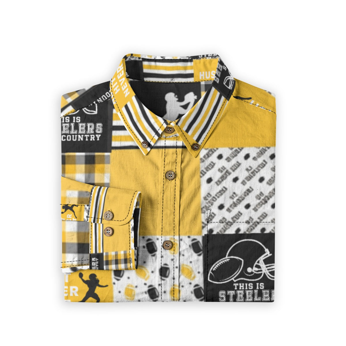 All-Over Print Men's Casual Lapel Long Sleeve Shirt|125GSM Cotton