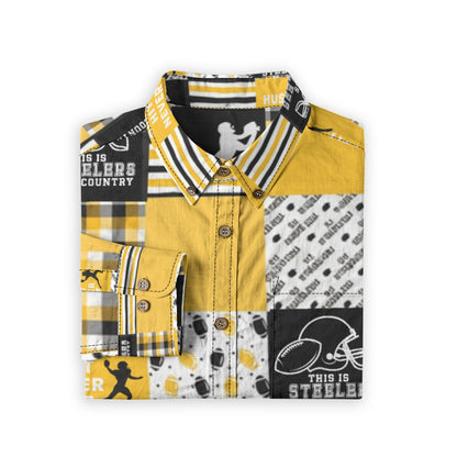 All-Over Print Men's Casual Lapel Long Sleeve Shirt|125GSM Cotton